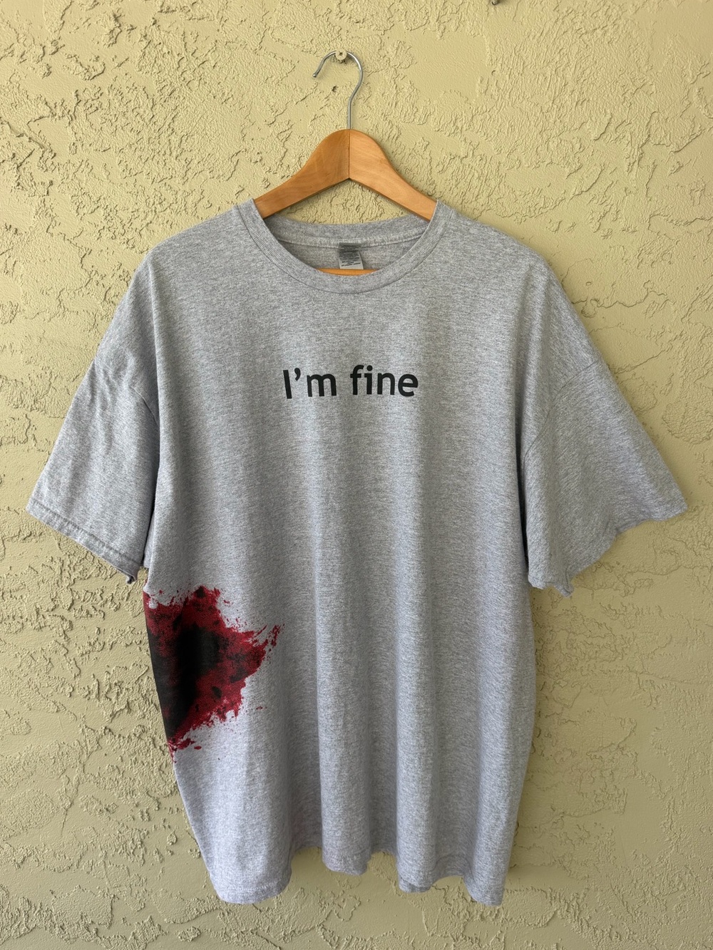 I’m Fine Bloody Wound Graphic T-Shirt Gray 2XL